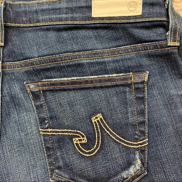 AG Jeans Stilt Cigarette Leg Distressed Dark Wash Cuffed Retro Low Rise SZ 8/29 - Picture 12 of 14